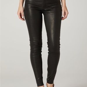 Hudson Barbara Lamb Leather High-Rise Super Skinny Black Pants Womens Size 27